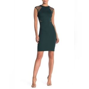 French Connection Sleeveless Dress with Mesh Cutouts Emerald